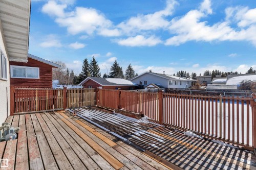 Deck featuring a residential view and a fenced backyard - 8635 33 Avenue, Edmonton, AB - Outdoor With Deck Patio Veranda With Exterior