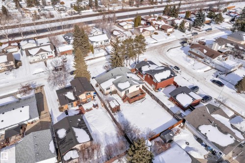 Snowy aerial view with a residential view - 8635 33 Avenue, Edmonton, AB - Outdoor With View