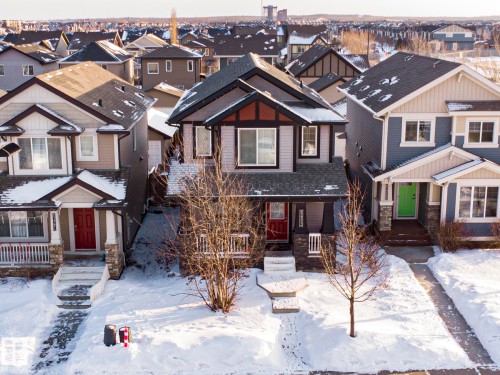 Craftsman-style house featuring a residential view, stone siding, covered porch, and a shingled roof - 21971 91 Avenue Nw, Edmonton, AB - Outdoor With Facade