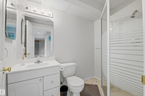 Full bathroom featuring vanity and a stall shower - 444 Breckenridge Lane Nw, Edmonton, AB - Indoor Photo Showing Bathroom