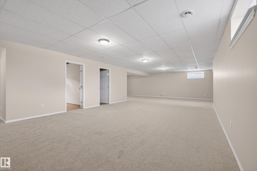 Basement featuring a drop ceiling and light carpet - 19 Country Lane, Stony Plain, AB - Indoor