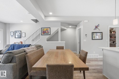 Dining space featuring light wood-style flooring and recessed lighting - 90 1010 Rabbit Hill Road, Edmonton, AB - Indoor Photo Showing Dining Room