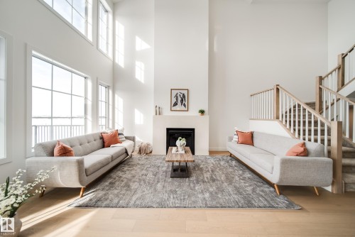 82 Chelles Wynd, St. Albert, AB - Indoor Photo Showing Living Room With Fireplace
