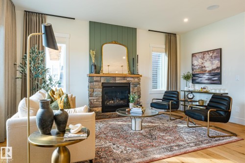 18 Emerald Way, Spruce Grove, AB - Indoor Photo Showing Living Room With Fireplace