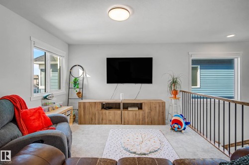 Living room featuring carpet flooring - 34 Riverhill Crescent, St. Albert, AB - Indoor Photo Showing Living Room