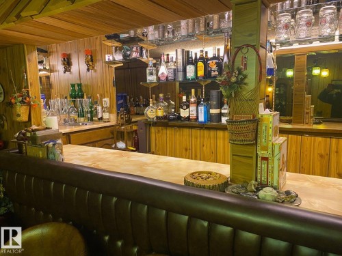 Indoor bar featuring wood walls and wood finish cabinetry - 206 Wolf Willow Crescent, Edmonton, AB -  Photo Showing Other Room