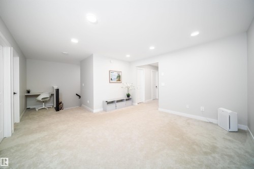 Basement with a desk, light carpet, and recessed lighting - 15 Chambery Crescent, St. Albert, AB - Indoor Photo Showing Other Room