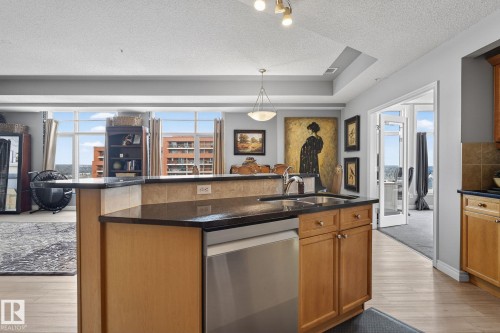 1703 9020 Jasper Avenue, Edmonton, AB - Indoor Photo Showing Kitchen With Double Sink