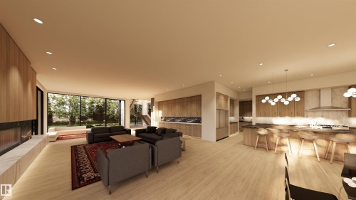 Living room featuring recessed lighting and light wood-style flooring - 9804 143 Street, Edmonton, AB - Indoor