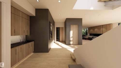 Hallway featuring recessed lighting and light wood-style flooring - 9804 143 Street, Edmonton, AB - Indoor Photo Showing Other Room