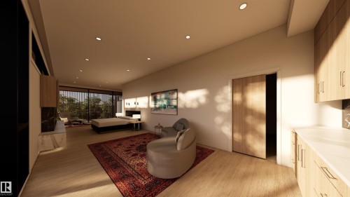 Bedroom with recessed lighting and light wood finished floors - 9804 143 Street, Edmonton, AB - Indoor