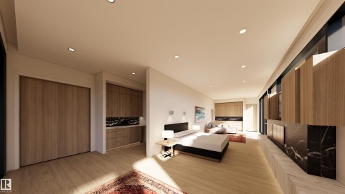 Bedroom with light wood finished floors and recessed lighting - 9804 143 Street, Edmonton, AB - Indoor