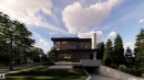 Contemporary home with a front yard, a balcony, and a chimney - 9804 143 Street, Edmonton, AB  - Outdoor 