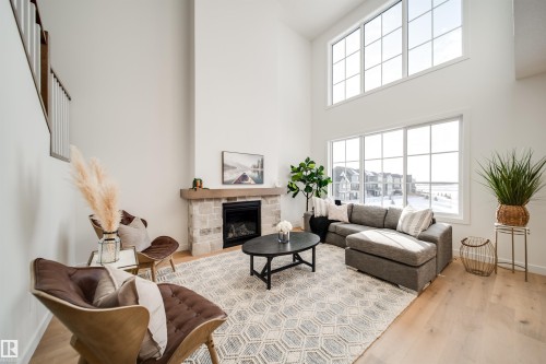 84 Chelles Wynd, St. Albert, AB - Indoor Photo Showing Living Room With Fireplace