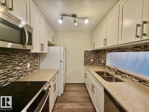 213 11620 9A Avenue Nw, Edmonton, AB - Indoor Photo Showing Kitchen With Double Sink