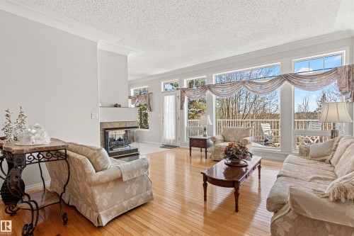 9 Butterworth Point(E), Edmonton, AB - Indoor Photo Showing Living Room With Fireplace