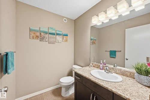 Bathroom with vanity and a textured ceiling - 2031 Westerra Loop, Stony Plain, AB - Indoor Photo Showing Bathroom
