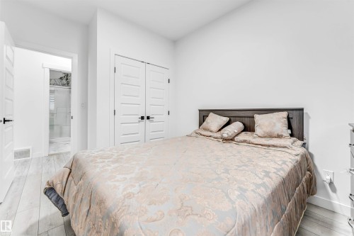 Bedroom with a closet and light wood-style flooring - 2629 15A Avenue, Edmonton, AB - Indoor Photo Showing Bedroom