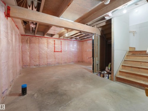 Unfinished basement featuring stairway - 1708 62 Street, Edmonton, AB - Indoor Photo Showing Basement
