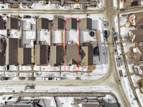 Aerial perspective of suburban area featuring property boundaries highlighted - 1708 62 Street, Edmonton, AB - Indoor Photo Showing Basement