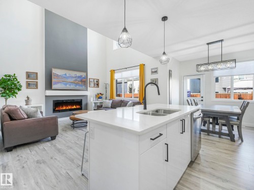 111 Bluff Cove, Leduc, AB - Indoor With Fireplace