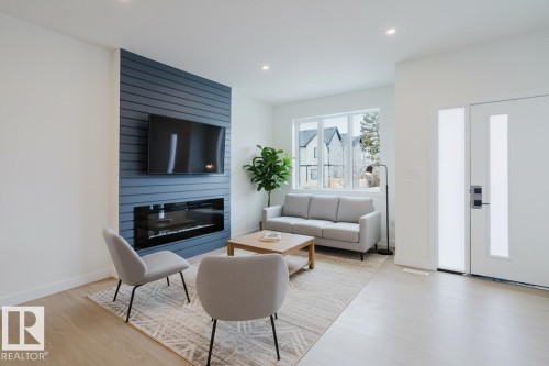 9709 157 St Nw, Edmonton, AB - Indoor Photo Showing Living Room With Fireplace