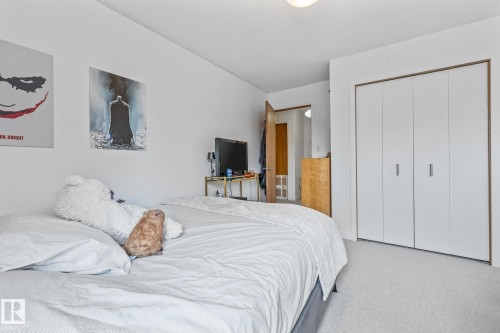 Bedroom with light colored carpet and a closet - 175 Roy Street, Edmonton, AB - Indoor Photo Showing Bedroom