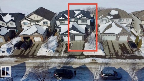 Aerial perspective of suburban area featuring property boundaries highlighted - 5244 1A Avenue Sw, Edmonton, AB -  With Facade