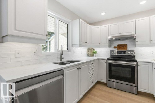 9753 176 Street, Edmonton, AB - Indoor Photo Showing Kitchen With Stainless Steel Kitchen With Double Sink With Upgraded Kitchen