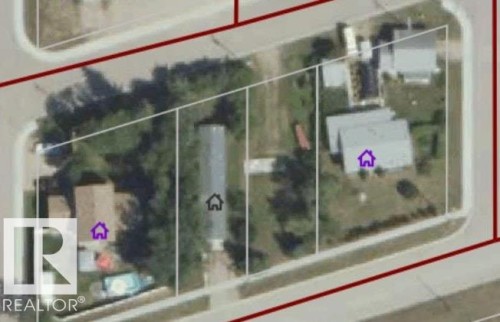 Aerial view of property's location featuring property boundaries highlighted - 4805 48 Avenue, Ardmore, AB 