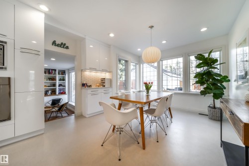 Dining room featuring recessed lighting and concrete flooring - 10445 134 Street, Edmonton, AB - Indoor Photo Showing Dining Room