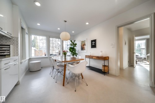 Dining area with plenty of natural light, recessed lighting, and concrete flooring - 10445 134 Street, Edmonton, AB - Indoor