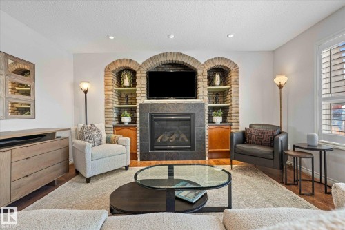 68 Greystone Crescent, Spruce Grove, AB - Indoor Photo Showing Living Room With Fireplace