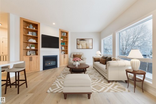 #23 1005 Calahoo Rd, Spruce Grove, AB - Indoor Photo Showing Living Room With Fireplace
