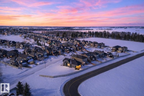 Aerial view at dusk of a residential view - 149 Eastgate Way, St. Albert, AB - Outdoor With View