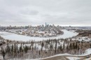 Snowy aerial view featuring a skyline view - 1803 10149 Saskatchewan Drive, Edmonton, AB  - Outdoor With View 