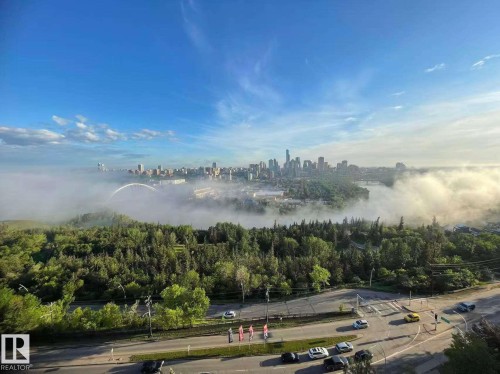 Bird's eye view of a large body of water and skyline - 1803 10149 Saskatchewan Drive, Edmonton, AB - Outdoor With View