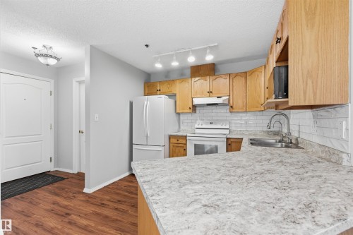 201 9640 105 Street, Edmonton, AB - Indoor Photo Showing Kitchen With Double Sink