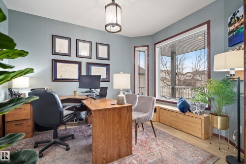 Home office with wood finished floors - 19 Rosemount Boulevard, Beaumont, AB - Indoor Photo Showing Office