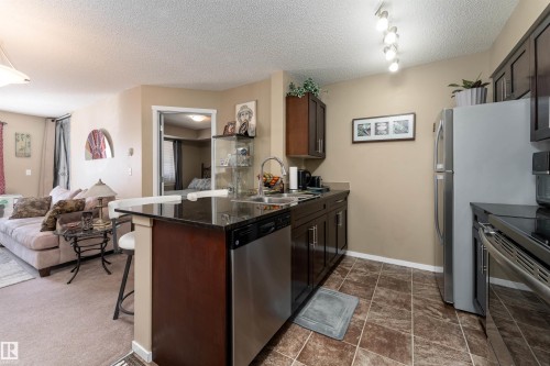 111 5370 Chappelle Road, Edmonton, AB - Indoor Photo Showing Kitchen With Double Sink