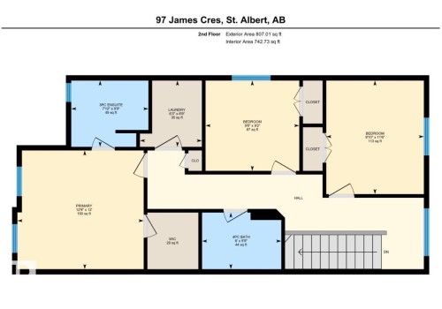 Upstairs floor plan - 97 James Cres, St. Albert, AB - Other