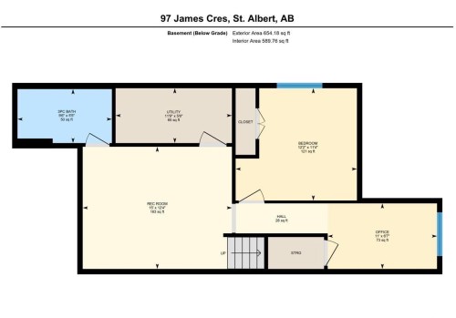 Basement floor plan - 97 James Cres, St. Albert, AB - Other