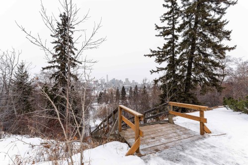 View of snow covered deck - 7 10525 83 Avenue, Edmonton, AB - Outdoor