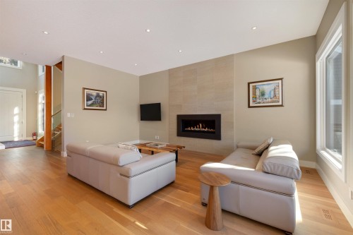 8408 118 Street, Edmonton, AB - Indoor Photo Showing Living Room With Fireplace