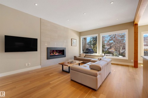 8408 118 Street, Edmonton, AB - Indoor Photo Showing Living Room With Fireplace