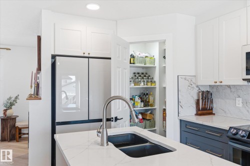 5521 Stevens Crescent, Edmonton, AB - Indoor Photo Showing Kitchen With Double Sink With Upgraded Kitchen