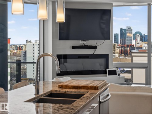 1401 11969 Jasper Avenue, Edmonton, AB - Indoor Photo Showing Kitchen With Double Sink