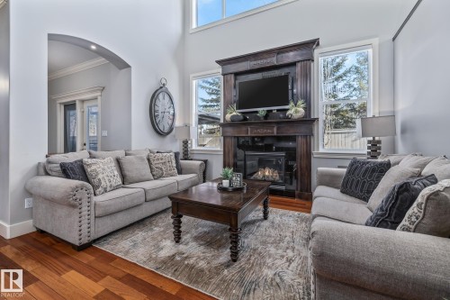 727 107A Street, Edmonton, AB - Indoor Photo Showing Living Room With Fireplace