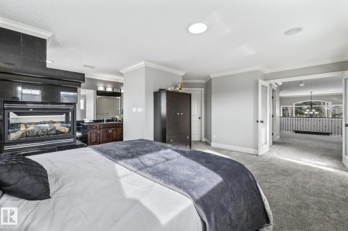 727 107A Street, Edmonton, AB - Indoor Photo Showing Bedroom With Fireplace