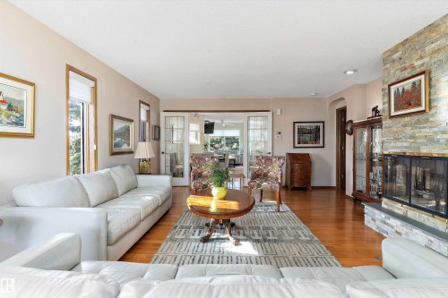 108 Ironwood Place, Edmonton, AB - Indoor Photo Showing Living Room With Fireplace